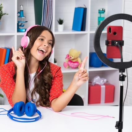 LED Himmennettävä lamppu jalustalla ja pidikkeellä vloggaamiseen LED/15W/5V 2700-6500K