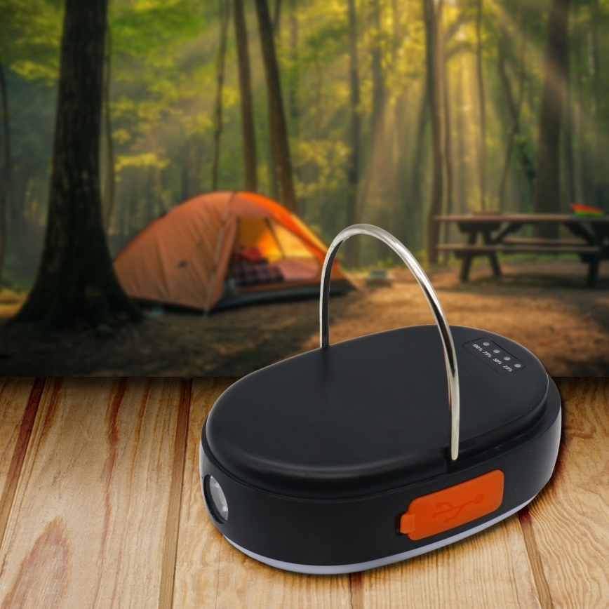 LED himmennettävä ladattava lamppu powerbank-toiminnolla K4 LED/1W/5V 3000-6500K IPX4 4000 mAh musta