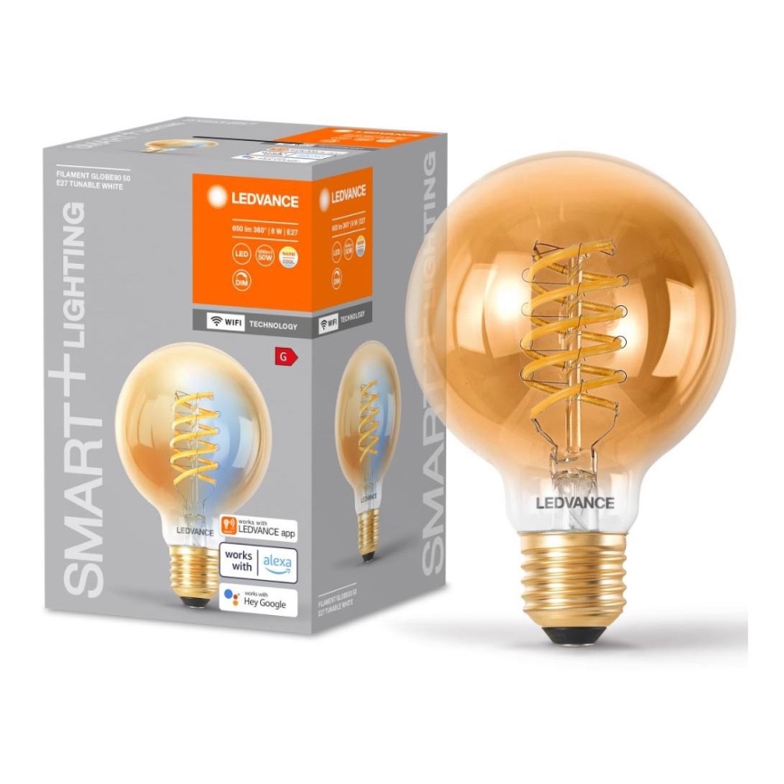 LED himmennettävä lamppu SMART+ FILAMENT GLOBE G80 E27/8W/230V 2200-5000K Wi-Fi - Ledvance