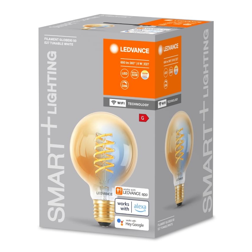 LED himmennettävä lamppu SMART+ FILAMENT GLOBE G80 E27/8W/230V 2200-5000K Wi-Fi - Ledvance
