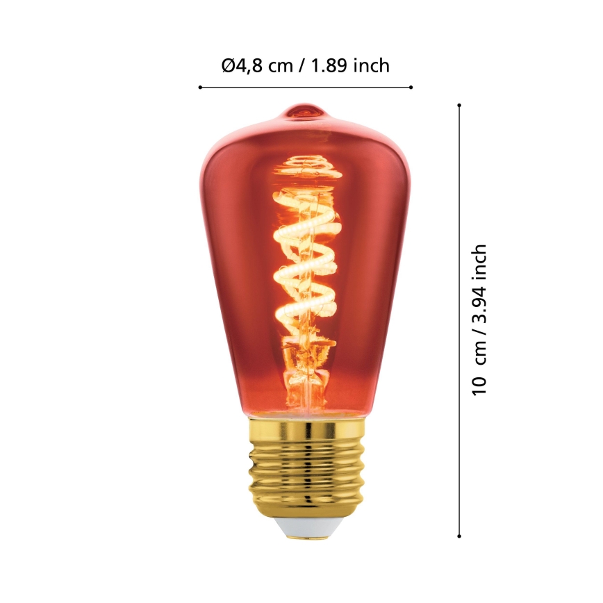 LED-himmennettävä lamppu VINTAGE ST48 E27/4W/230V 2000K punainen - Eglo 110199