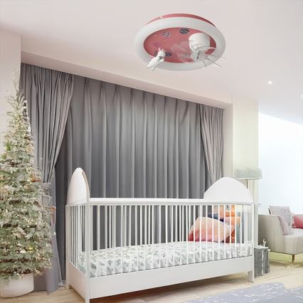 LED Lasten himmennettävä kattovalaisin tuulettimella LED/48W/230V 3000/4000/6000K Ø 50 cm vaaleanpunainen + kaukosäädin