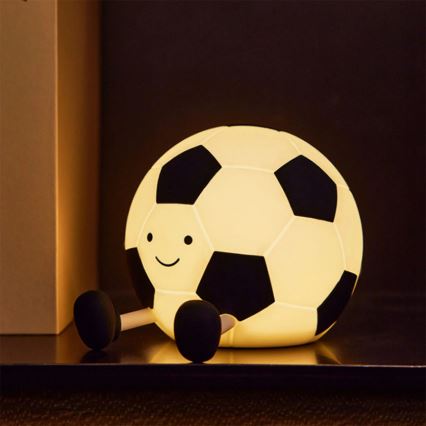 LED himmennettävä lasten kosketuslamppu FOOTBALL LED/2W/5V USB 1200 mAh valkoinen/musta