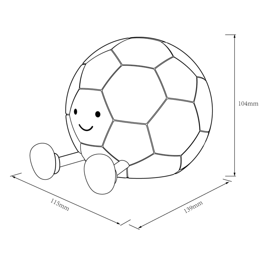 LED himmennettävä lasten kosketuslamppu FOOTBALL LED/2W/5V USB 1200 mAh valkoinen/musta