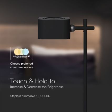 LED himmennettävä magneettinen ladattava pöytävalaisin 4-in-1 LED/3W/5V 3000-6000K 1800 mAh musta