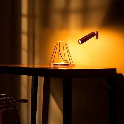 LED himmennettävä magneettinen ladattava pöytävalaisin 3-in-1 LED/3W/5V 4000K 1500 mAh punainen