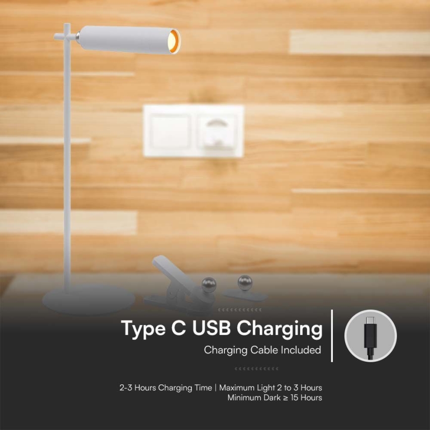 LED himmennettävä magneettinen ladattava pöytävalaisin 3-in-1 LED/3W/5V 4000K 1500 mAh valkoinen