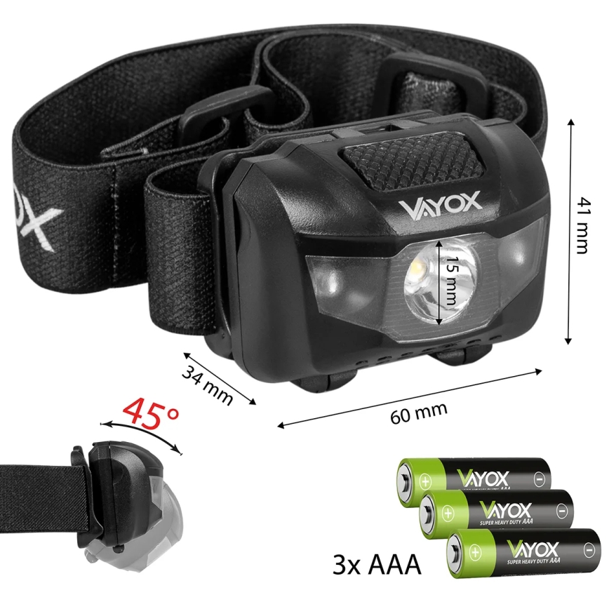 LED Himmennettävä otsalamppu 3xLED/3xAAA IPX4 100 kiiltävä