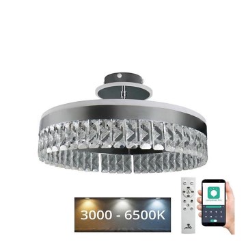 LED Himmennettävä pinta-asennettava kristallikruunu LED/75W/230V 3000-6500K mattakromi + kauko-ohjaus