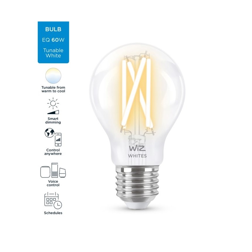 LED-himmennettävä polttimo FILAMENT A60 E27/6,7W/230V 2700-6500K CRI 90 Wi-Fi - WiZ