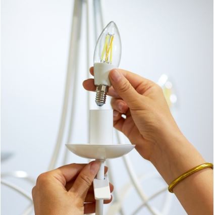 LED-himmennettävä polttimo FILAMENT C35 E14/4,9W/230V 2700-6500K CRI 90 Wi-Fi - WiZ