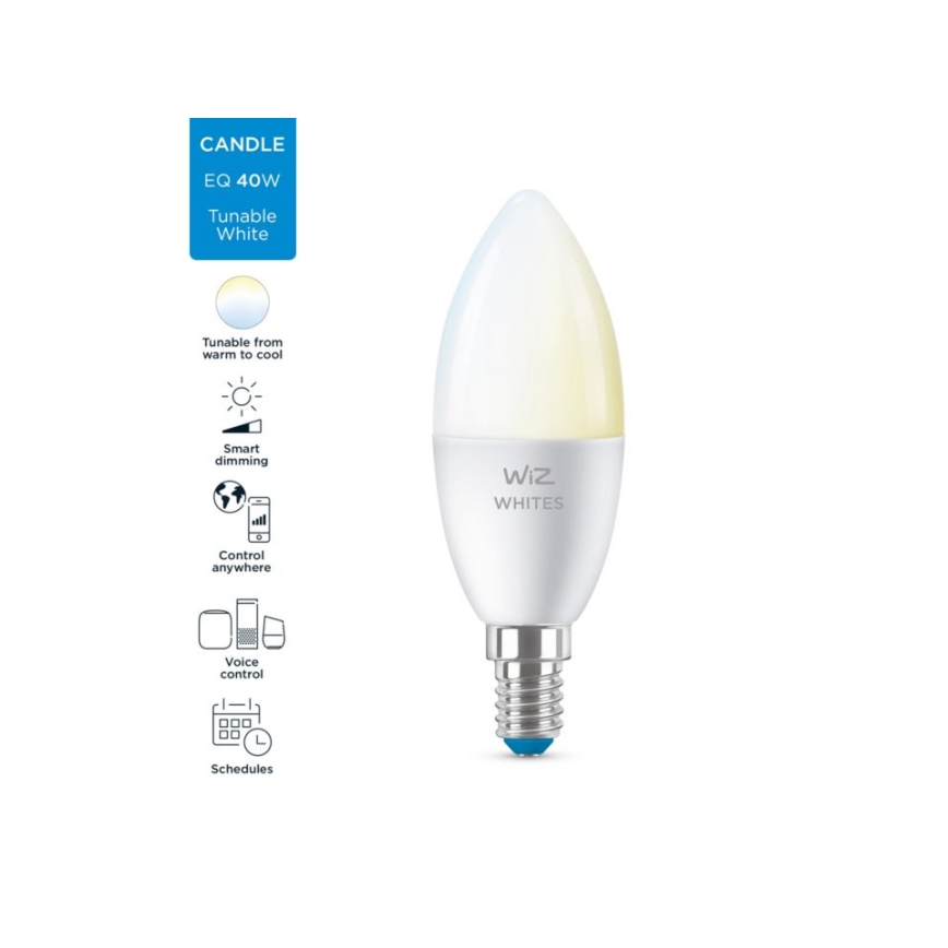 LED Himmennettävä polttimo C37 E14/4,9W/230V 2700-6500K CRI 90 Wi-Fi - WiZ