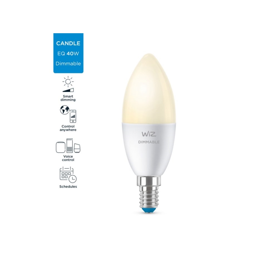 LED Himmennettävä polttimo C37 E14/4,9W/230V 2700K CRI 90 Wi-Fi - WiZ
