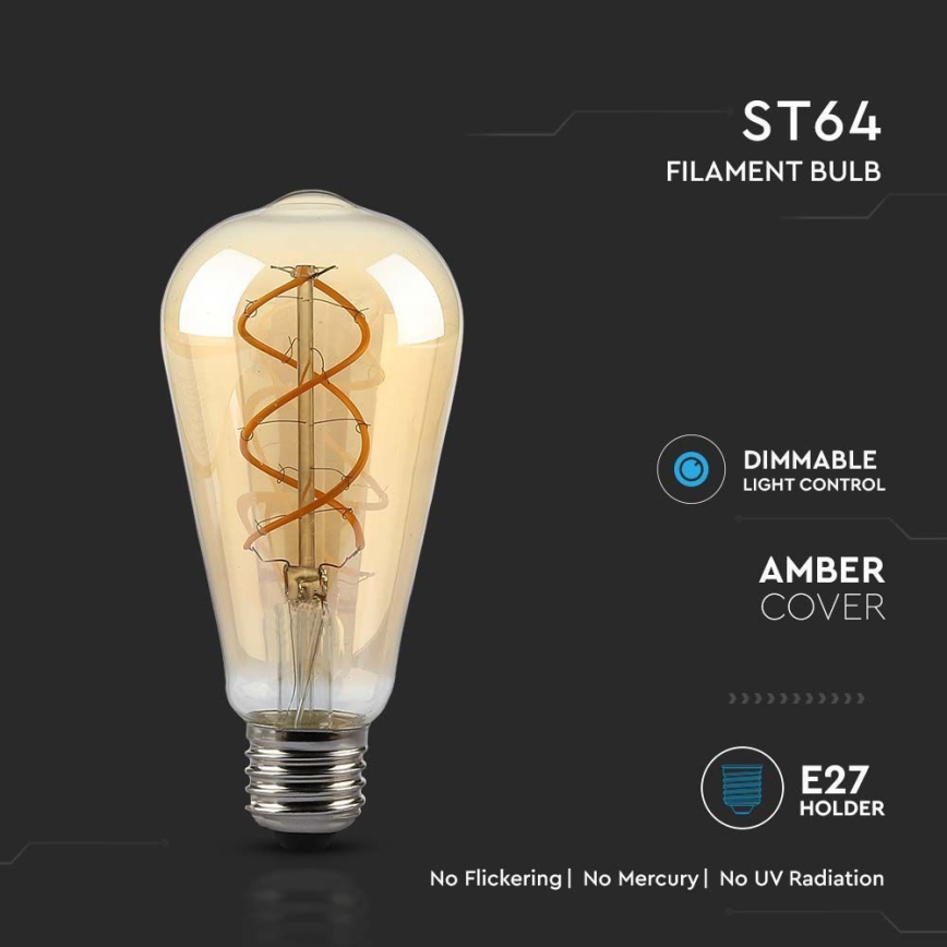 LED Himmennettävä polttimo FILAMENT ST64 E27/4,8W/230V 1800K