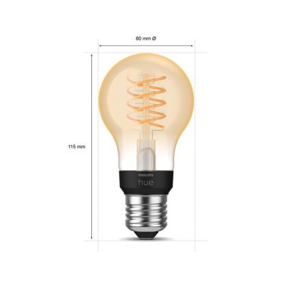 LED Himmennettävä polttimo Philips Hue WHITE FILAMENT A60 E27/7W/230V 2100K