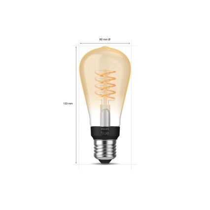 LED Himmennettävä polttimo Philips Hue WHITE FILAMENT ST64 E27/7W/230V 2100K