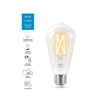 LED Himmennettävä polttimo FILAMENT ST64 E27/6,7W/230V 2700-6500K CRI 90 Wi-Fi - WiZ