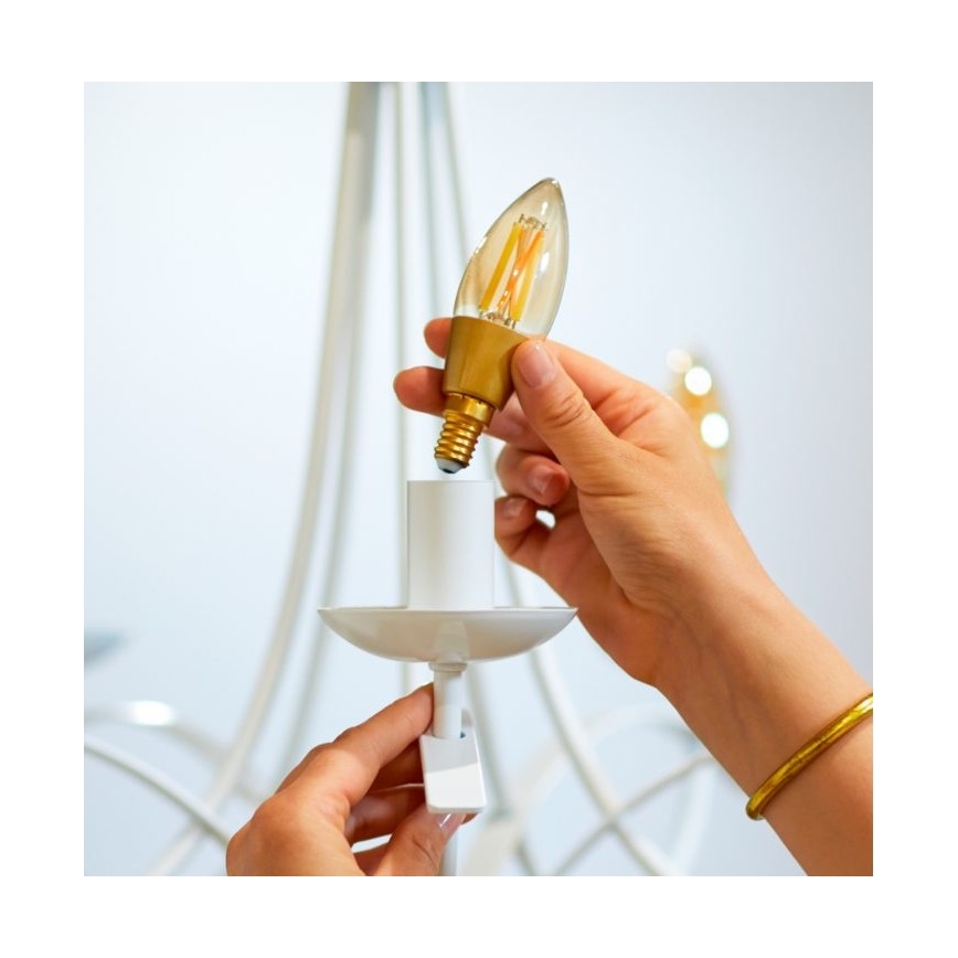 LED-himmennettävä polttimo VINTAGE FILAMENT C35 E14/4,9W/230V 2000-5000K CRI 90 Wi-Fi - WiZ