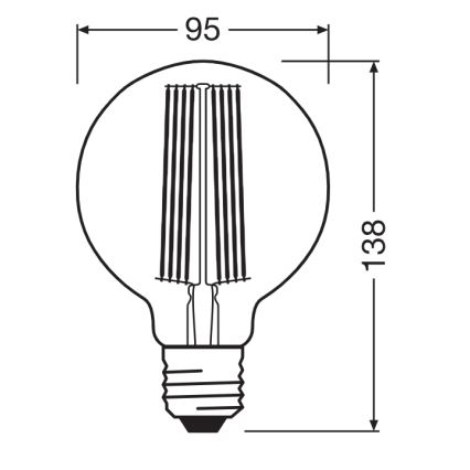 LED-himmennettävä polttimo VINTAGE FILAMENT E27/11W/230V 1800K - Osram