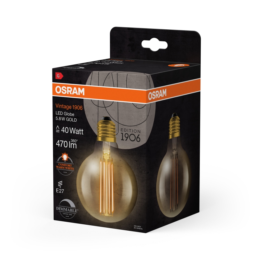LED-himmennettävä polttimo VINTAGE FILAMENT E27/5,8W/230V 2200K - Osram