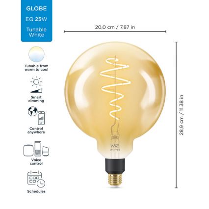LED Himmennettävä polttimo VINTAGE FILAMENT G200 E27/6W/230V 2000-5000K CRI 90 Wi-Fi - WiZ