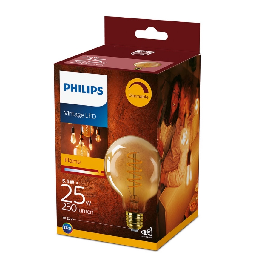 LED Himmennettävä polttimo VINTAGE Philips G93 E27/4W/230V 1800K