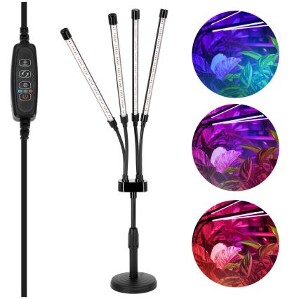 LED-himmennettävä joustava pöytävalaisin kasvien kasvatukseen VITARO 4xLED/10W/230V musta