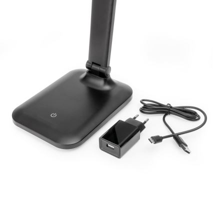 LED-himmennettävä pöytälamppu kosketuskytkimellä ja USB-portilla REMUS LED/5W/230V musta