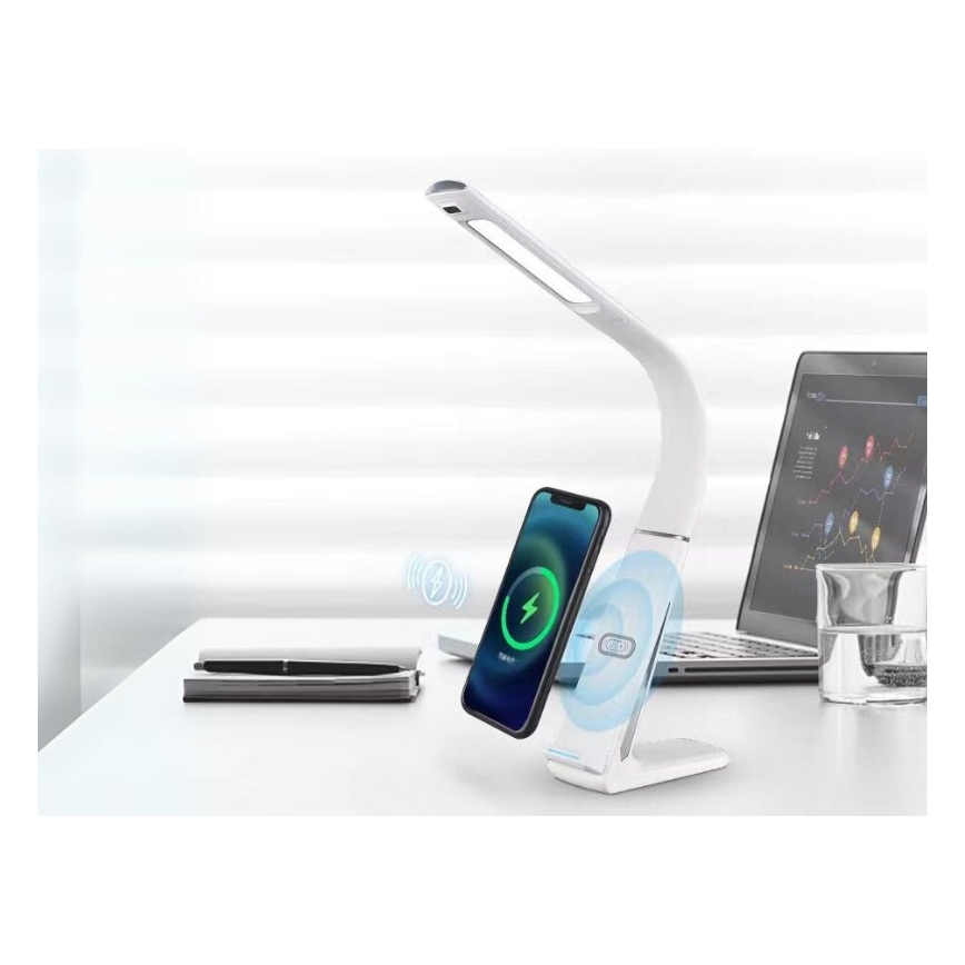 Himmennettävä LED-pöytävalaisin langattomalla latauksella ja liiketunnistimella LORD EVO LED/8W/230V 3000K/4500K/6000K valkoinen