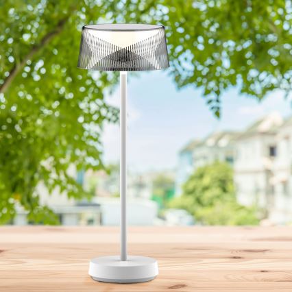 LED himmennettävä kosketusohjattu ulkokäyttöön tarkoitettu pöytävalaisin CASABLANCA LED/3,4W/5V USB 3600 mAh IP44 valkoinen