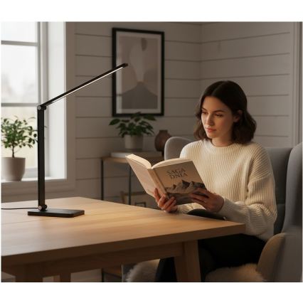 LED-himmennettävä pöytävalaisin langattomalla QI-latauksella NOBLITE Q LED/7W/230V 3000/4000/6500K musta