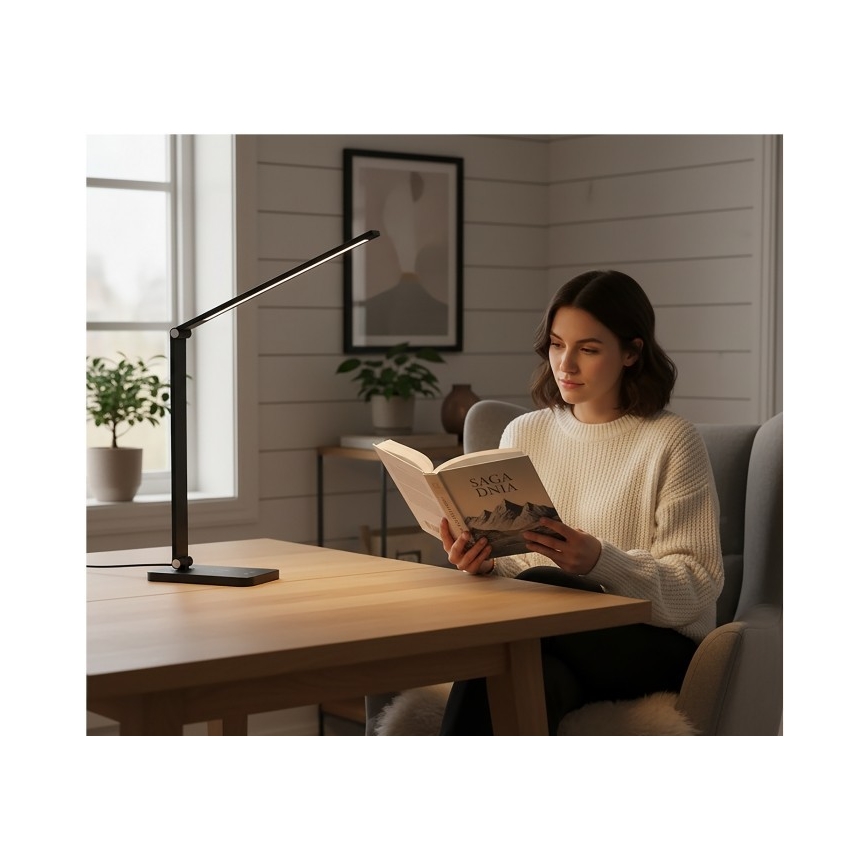 LED-himmennettävä pöytävalaisin langattomalla QI-latauksella NOBLITE Q LED/7W/230V 3000/4000/6500K musta