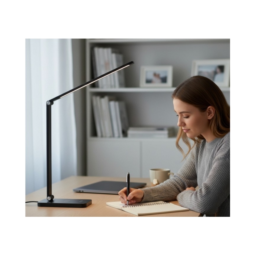 LED-himmennettävä pöytävalaisin langattomalla QI-latauksella NOBLITE Q LED/7W/230V 3000/4000/6500K musta