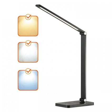 LED-himmennettävä pöytävalaisin langattomalla QI-latauksella NOBLITE Q LED/7W/230V 3000/4000/6500K musta