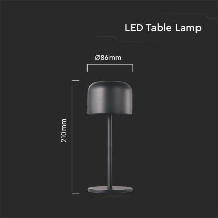 LED himmennettävä ladattava kosketuspöytävalaisin LED/1,5W/5V 2700-5700K IP54 2200 mAh musta
