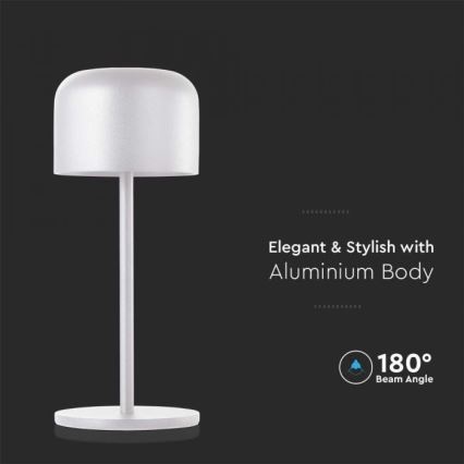 LED himmennettävä ladattava kosketuspöytävalaisin LED/1,5W/5V 2700-5700K IP54 2200 mAh valkoinen