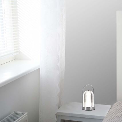 LED himmennettävä ladattava kosketuspöytävalaisin LED/1W/5V 3000-6000K 1800 mAh mattakromi