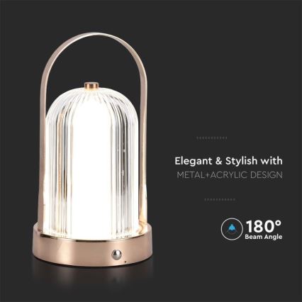 LED himmennettävä ladattava kosketusohjattu pöytävalaisin LED/1W/5V 3000-6000K 1800 mAh kupari