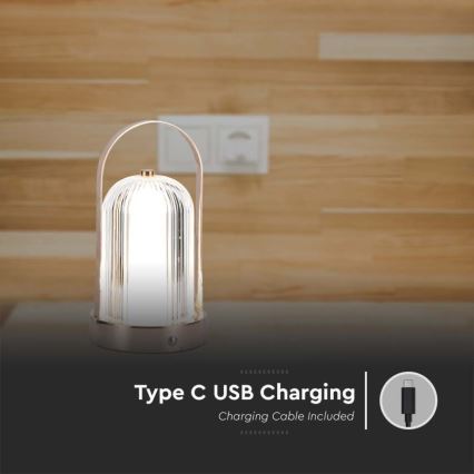 LED himmennettävä ladattava kosketusohjattu pöytävalaisin LED/1W/5V 3000-6000K 1800 mAh kupari