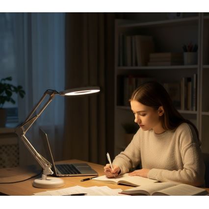 Himennettävä LED-pöytälamppu suurennuslasilla 2-in-1 AURIQ LOUPE LED/10W/5V 3000/4000/6500K valkoinen