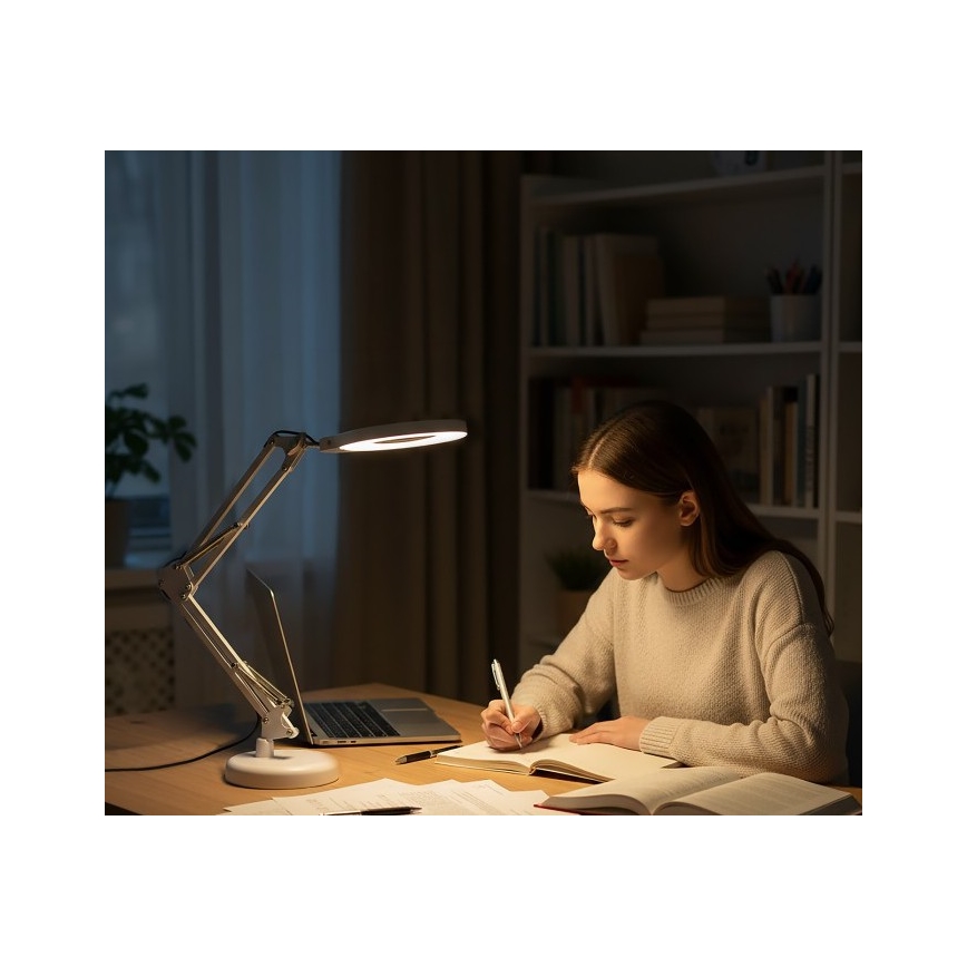 Himennettävä LED-pöytälamppu suurennuslasilla 2-in-1 AURIQ LOUPE LED/10W/5V 3000/4000/6500K valkoinen