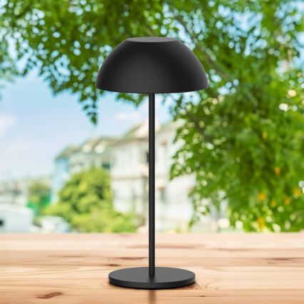 LED himmennettävä kosketusohjattu ulkokäyttöön tarkoitettu pöytävalaisin TANZANIA LED/1,8W/5V USB 1800 mAh IP44 musta