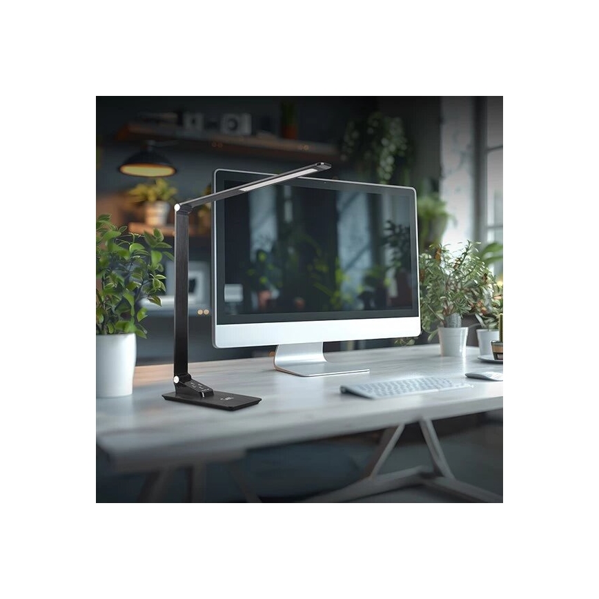 LED himmennettävä pöytävalaisin USB-liitännällä LED/7W/230V 3000K/4000K/5500K musta