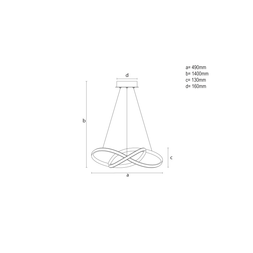 LED-himmennettävä riippuvalaisin vaijerilla LED/65W/230V 3000-6500K halkaisija 49 cm + kaukosäädin