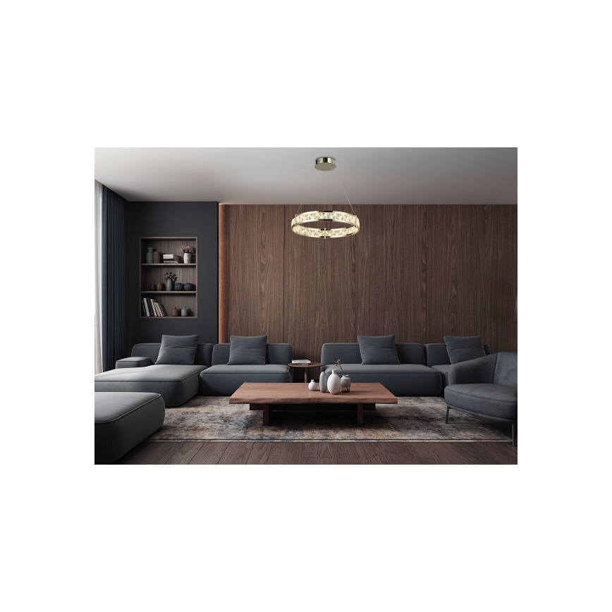 Himmennettävä LED-kristallikruunu vaijerilla ENRIQUE LED/40W//230V 3000-6000K halkaisija 60 cm + kaukosäädin