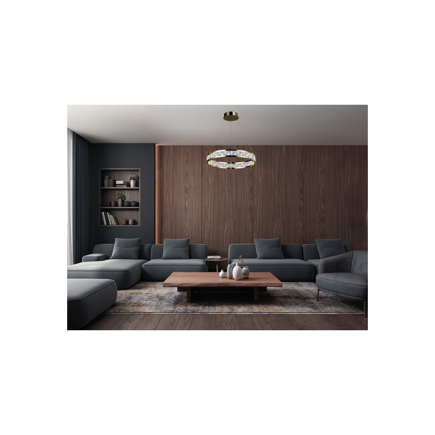 Himmennettävä LED-kristallikruunu vaijerilla ENRIQUE LED/40W//230V 3000-6000K halkaisija 60 cm + kaukosäädin