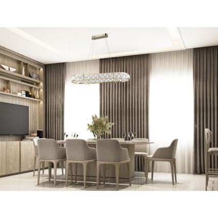 Himennettävä LED-kristallikruunu vaijerilla ENRIQUE LED/50W//230V 3000-6000K + kaukosäädin