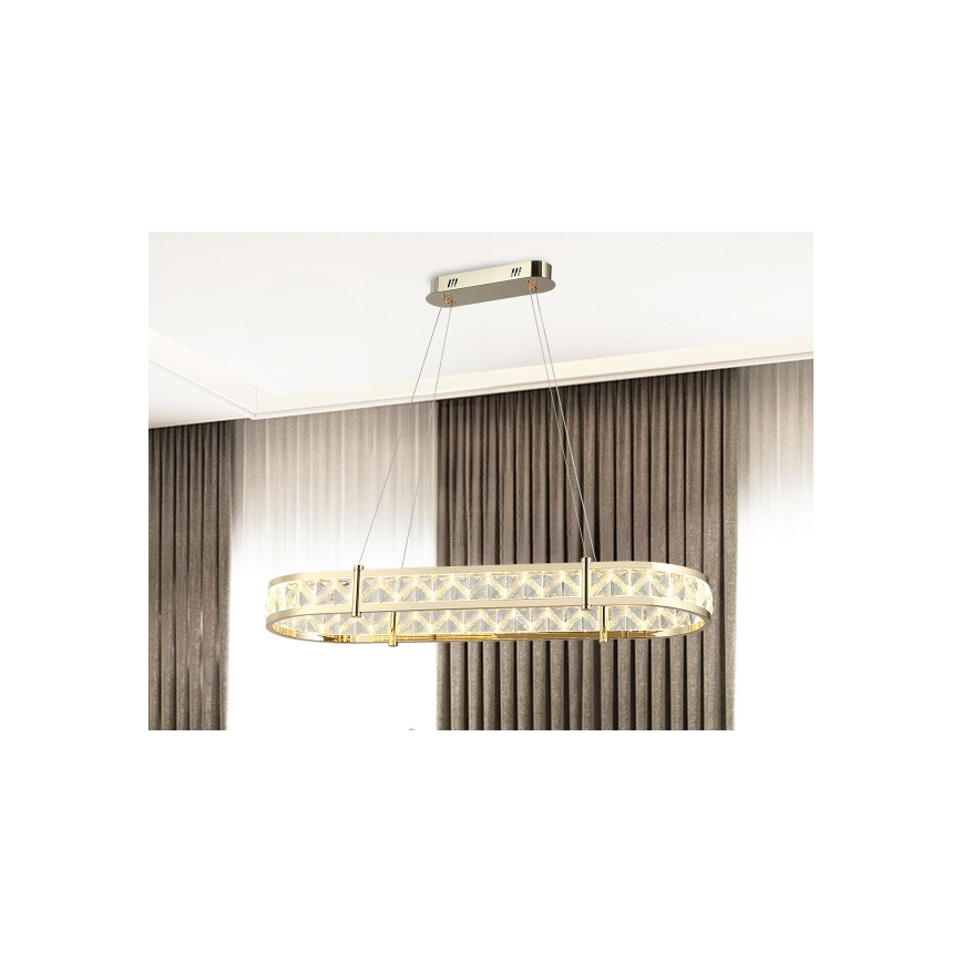 Himennettävä LED-kristallikruunu vaijerilla ENRIQUE LED/50W//230V 3000-6000K + kaukosäädin