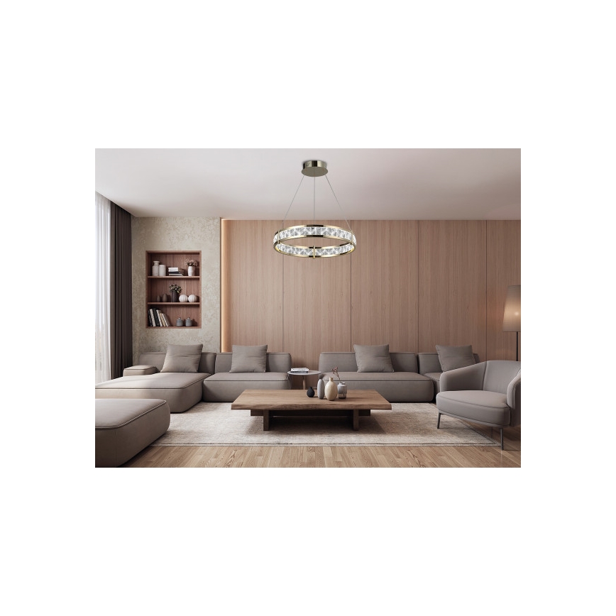 LED-himmennettävä kristallikruunu vaijerilla ENRIQUE LED/55W//230V 3000-6000K halkaisija 80 cm + kaukosäädin