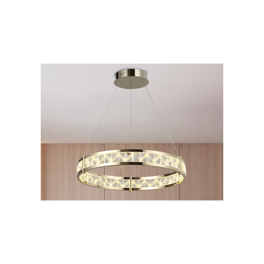 LED-himmennettävä kristallikruunu vaijerilla ENRIQUE LED/55W//230V 3000-6000K halkaisija 80 cm + kaukosäädin